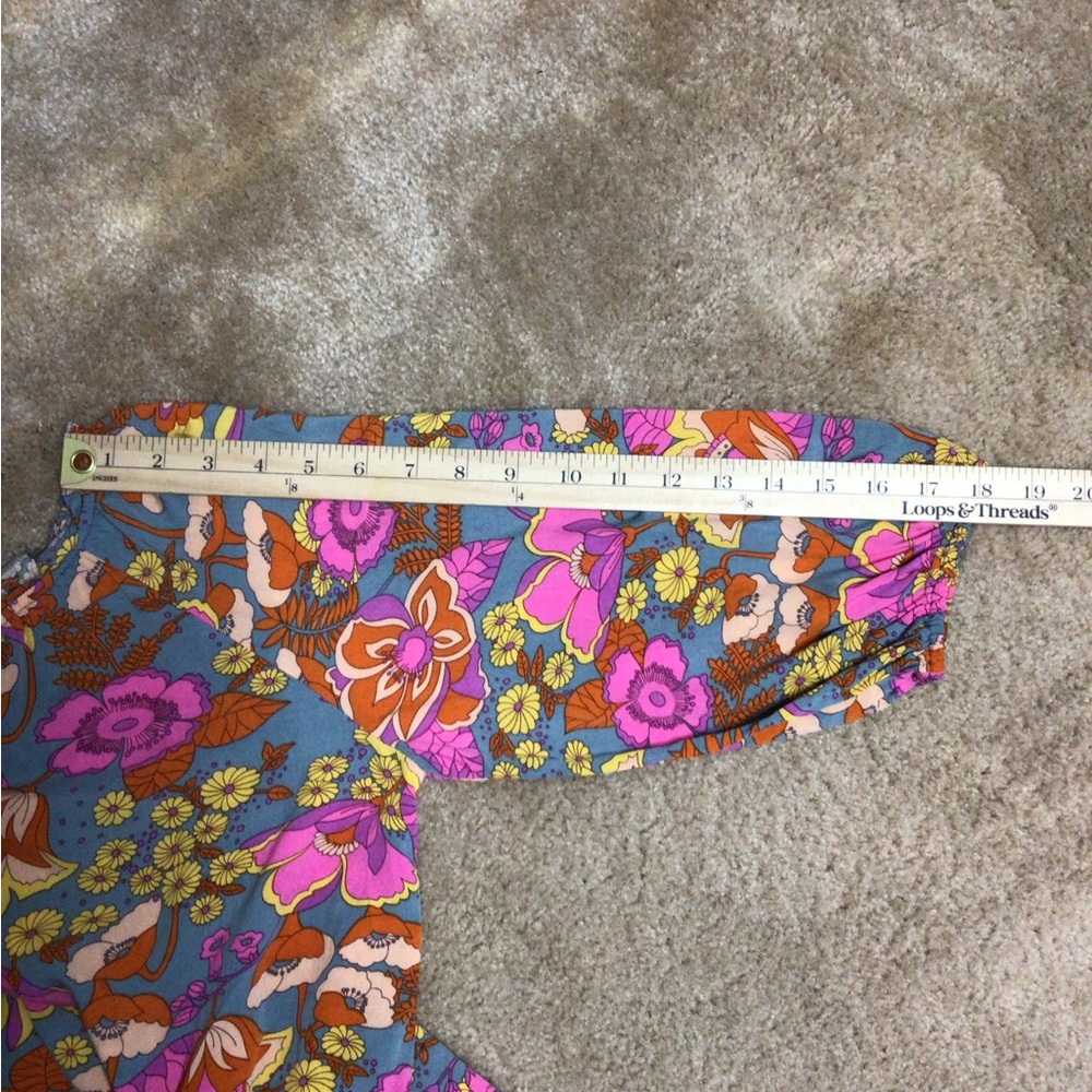 Ladies XL Vibrant Floral Off-Shoulder Blouse - Orange, Pink, Gray (0196) - Picture 8 of 8